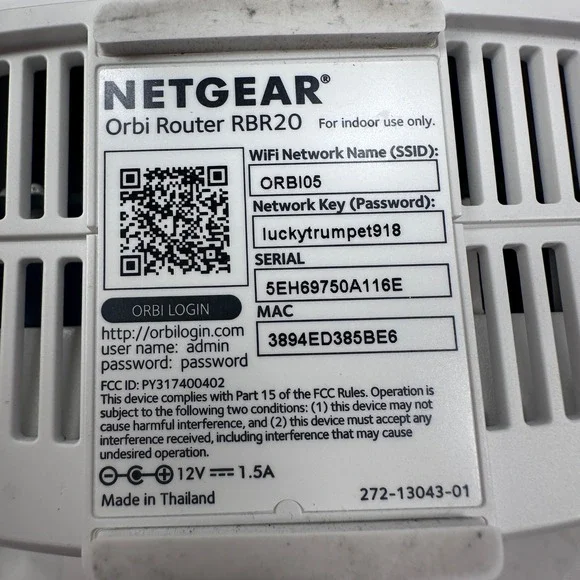 NETGEAR Orbi RBR20 AC2200 Tri-Band Mesh WiFi Router White UNTESTED READ - Picture 5 of 7